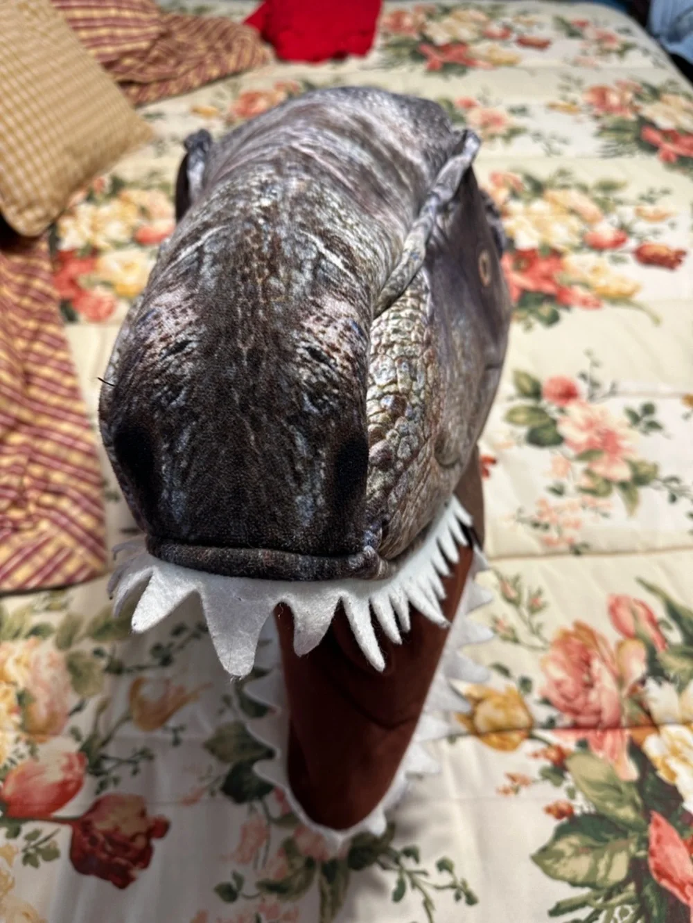 Plush Dinosaur Hideaway Bed for Reptiles and Small Pets - Brown